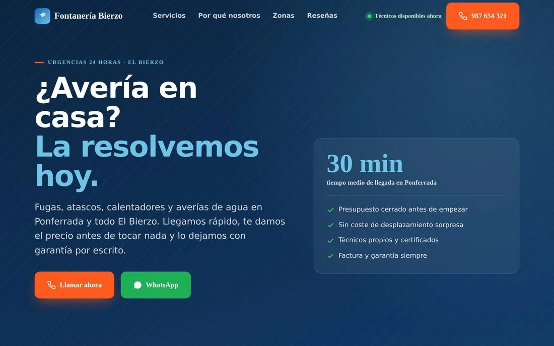 Demo web de fontanería 24h